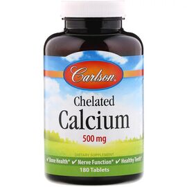 Мінерали Carlson Кальцій Хелат, Chelated Calcium, 500 мг, 180 таблеток (CAR-05462)