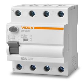Автоматический выключатель Videx RESIST АС 4п 30мА 10кА 63А (VF-RS10-DR4AC63)
