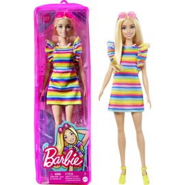 Лялька Barbie Модниця з брекетами у смугастій сукні (HJR96)