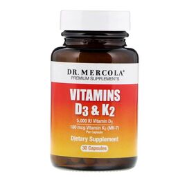 Витамин Dr. Mercola Витамины D3 и K2, Vitamins D3 & K2, 30 капсул (MCL-01691)