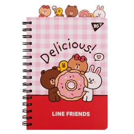 Блокнот Yes Line Friends Delicious А5 150 х 210 двойная спираль с фигурными разделителями 80 листов Линия (151776)