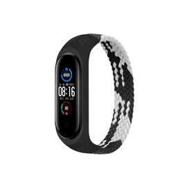 Ремешок для фитнес браслета BeCover Elastic Nylon Style для Xiaomi Mi Smart Band 5/6 (Size S) Black-White (706136)
