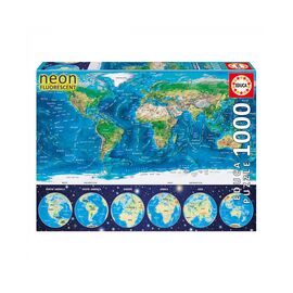 Пазл Educa неон - Карта мира 1000 элементов (6425233)