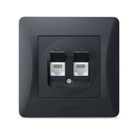 Компьютерная розетка Videx BINERA CAT6+CAT6 двойная черн (VF-BNSK2PC6-BG)