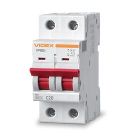 Автоматический выключатель Videx RS4 RESIST 2п 20А С 4,5кА (VF-RS4-AV2C20)