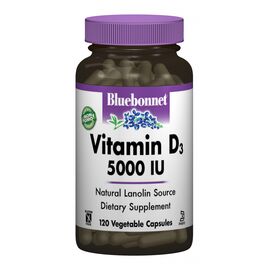 Витамин Bluebonnet Nutrition Витамин D3 5000IU, 120 вегетарианских капсул (BLB-00369)