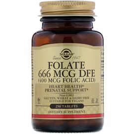 Витамин Solgar Фолиевая Кислота (В9), Folic Acid, 400 мкг, 250 таблеток (SOL-01081)