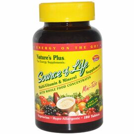 Мультивитамин Natures Plus Мультивитамины, Source of Life, 180 мини таблеток (NAP-30583)