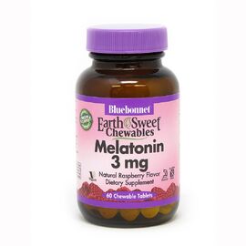 Аминокислота Bluebonnet Nutrition Мелатонин, Melatonin, 3 мг, EarthSweet, Малиновый Вкус, 60 (BLB0993)