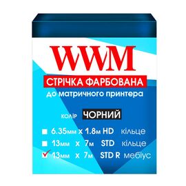 Лента к принтерам 13мм х 7м STD п. Black WWM (R13.7SR)