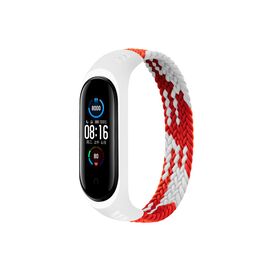 Ремешок для фитнес браслета BeCover Elastic Nylon Style для Xiaomi Mi Smart Band 5/6 (Size L) Red-White (706159)