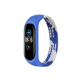 Ремешок для фитнес браслета BeCover Elastic Nylon Style для Xiaomi Mi Smart Band 5/6 (Size S) Blue-White (706140)
