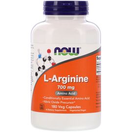 Вітамінно-мінеральний комплекс Now Foods L-Аргінін 700мг, L-Arginine, 180 вегетаріанських капсул (NOW-00033)