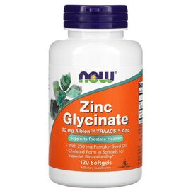 Витаминно-минеральный комплекс Now Foods Глицинат цинка, Zinc Glycinate, 120 гелевых капсул (NOW-01554)