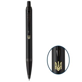 Ручка шариковая Parker IM 17 UKRAINE Achromatic Black BT BP Трезубец (22932_TR)