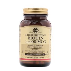 Аминокислота Solgar Биотин (В7) 10 000 мкг, Biotin, 120 вегетарианских капсул (SOL-52392)