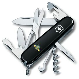 Нож Victorinox Climber Ukraine Black "Герб України Зі Стрічкою" (1.3703.3_T1010u)