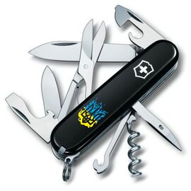 Нож Victorinox Climber Ukraine Black "Вогняний Тризуб" (1.3703.3_T0316u)