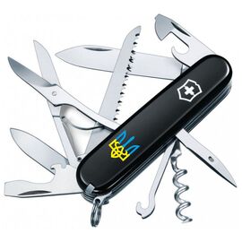 Нож Victorinox Huntsman Ukraine Black "Тризуб Жовто-Блакитний" (1.3713.3_T0016u)