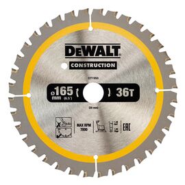 Диск пильный DeWALT CONSTRUCTION 165 х 20 мм, 36 z (ATB), 20 градусов (DT1950)