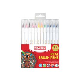 Фломастеры Maxi кисточки REAL BRUSH, 12 цветов, линия 0,5-6 мм (MX15232)