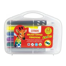 Фломастеры Maxi кисточки с гриппом BRUSH-TIPPED Jumbo, 12 цветов, линия 2-5 мм (MX15226)