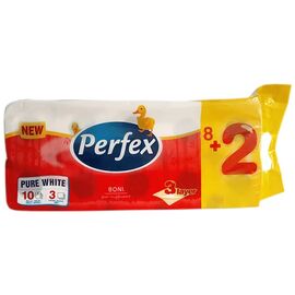 Туалетная бумага Perfex Pure White 3 слоя 10 рулонов (8600101745910)