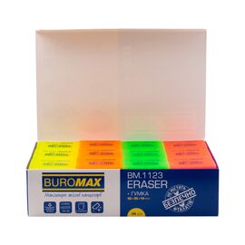 Ластик Buromax NEON, прямоугольная 40x35x14 мм, мягкий пластик, ассорти цветов (BM.1123)