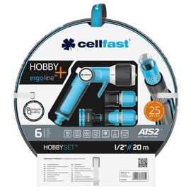 Поливочный шланг Cellfast набор HOBBY ATS2, 1/2”, 20м, 6 слоев, ороситель, комплект подключения (16-209)