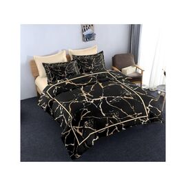 Постельное белье ШЕМ Royal Satin черный мрамор двуспальный 180х220 (1,8 RS_чорний мармур)