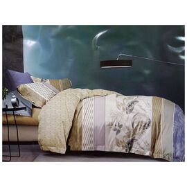 Постільна білизна ШЕМ Royal Satin бежево-фіолетова полоска двоспальний 180 х 220 (1,8 RS_бежево фіолетова полоска)