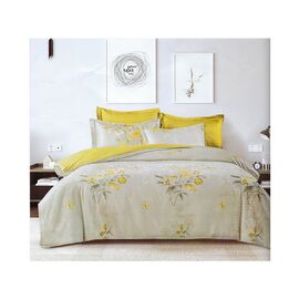 Постільна білизна ШЕМ Royal Satin гірчично-беіжева з квітами євро 220 х 200 (євро RS_гірчично біжова з квітами)