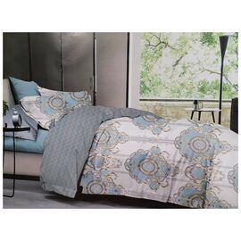 Постельное белье ШЕМ Royal Satin бело-серая с принтом евро 220 х 200 (євро RS_біло сіра з принтом)