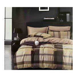 Постільна білизна ШЕМ Royal Satin клітинка коричнево-жовта євро 220 х 200 (євро RS_клітинка коричн жовта)