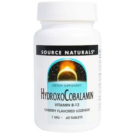 Витамин Source Naturals Витамин B12, 1 мг, Гидроксокобаламин, вкус вишни, Hydroxocob (SN2654)