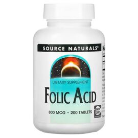 Вітамін Source Naturals Фолієва кислота, 800 мкг, Folic Acid, 200 таблеток (SN1327)