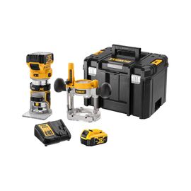 Фрезер DeWALT 18В XR Li-lon, бесщёточный, 16000-25500 об/мин, цанга 6-8мм, 2x5Ah, TSTAK (DCW604P2)