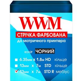 Лента к принтерам 13мм х 7м STD п. Black WWM (R13.7SR)
