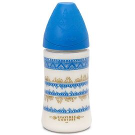 Бутылочка для кормления Suavinex круглая соска 3-позицийна Couture 270 мл синяя (304147)