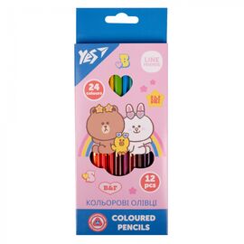 Карандаши цветные Yes Line Friends двухсторонние 12 шт. 24 цв. (290713)