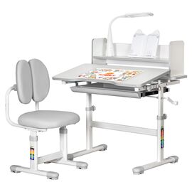 Парта со стулом ErgoKids Grey (+полка+лампа) (BD-24 G)