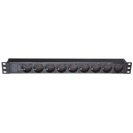 Силовой блок Eserver 19" 9 розеток, кабель 1.8м, алюм. корпус PDU 220В, 16А (WT-2261A-GER-9WAY)