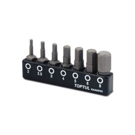 Набор бит Toptul шестигранных 1/4" 7ед. (Hex: 2, 2.5, 3, 4, 5, 6, 8mm) (GAAV0701)