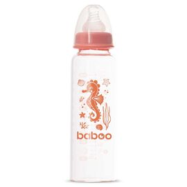 Пляшечка для годування Baboo Скляна , антиколікова, 240 мл, 3+ міс (Sea Life / помаранчева) (3-118)