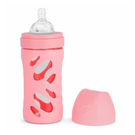 Пляшечка для годування Twistshake Pastel Pink 260 мл, скляна антикол. із силіконовою соскою (78582)