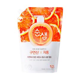 Средство для ручного мытья посуды Aekyung Soonsaem Citric Acid Grapefruit Запаска 1.2 л (8801046303207)