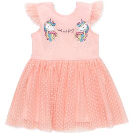 Платье POP FASHION с фатиновой юбкой с единорогами (6831-128G-peach)