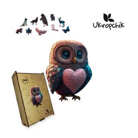 Пазл Ukropchik деревянная Романтичная Сова А4 в коробке с набором-рамкой (Romantic Owl A4)