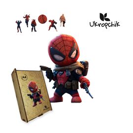 Пазл Ukropchik деревянный Супергерой Дедпул А3 в коробке с набором-рамкой (Deadpool Superhero A3)