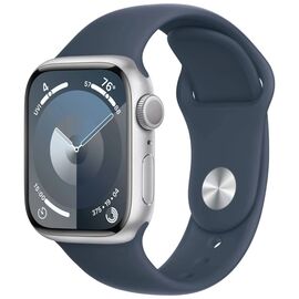 Смарт-часы Apple Watch Series 9 GPS 41mm Silver Aluminium Case with Storm Blue Sport Band - M/L (MR913QP/A)